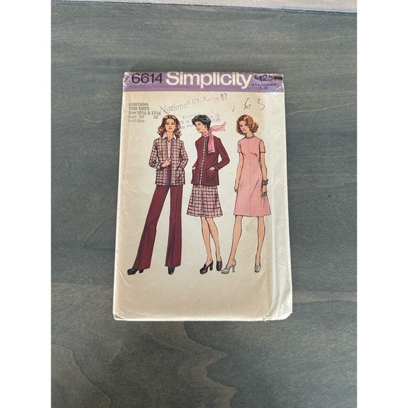 Simplicity Vintage Uncut Misses Cardigan Dress and Pants Size 10.5/12.5 No 6614 - Picture 1 of 7